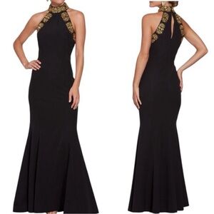 Boston Proper Embellished Neck Black Maxi Dress NEW Size 0